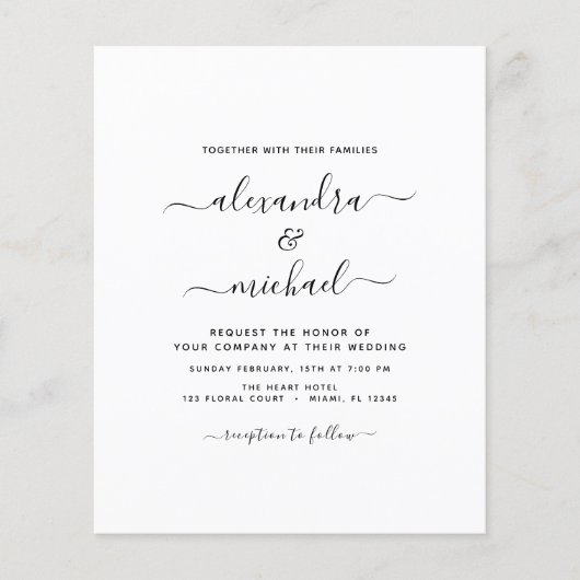 Budget Black White Wedding Modern Typography Flyer (Voorkant)