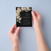 Budget Black Wildflower Boho Baby shower Flyer (Hand)
