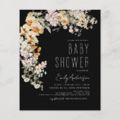 Budget Black Wildflower Boho Baby shower Flyer (Voorkant)