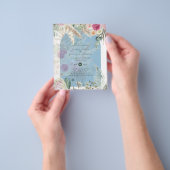 BUDGET Blau Roze Bloemige Pampas Gras Bruiloft Flyer (Hand)