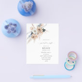 Budget Blauw & Beige Boho Bloem Gradiëringsfeestje Flyer (Enkel)