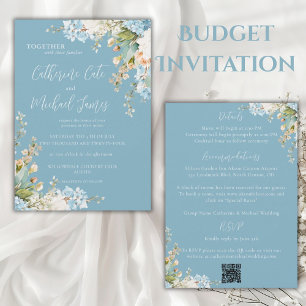 Budget Blauw Bloemstuk Hortensia Elegante Trouw Kaart
