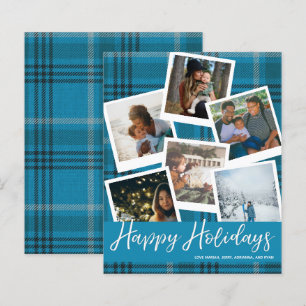 Budget Blauw Geruit Multi Foto Prettig Kerstfeest