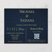 Budget Blauw Goud RSVP QR Code Uitnodiging (Voorkant)