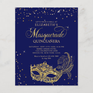 BUDGET Blauw Gouden Masquerade Quinceañera Foto