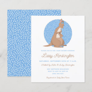 Budget Blauw Kangoeroe Jongen Baby Shower Uitnodig
