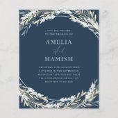 Budget Blauw Winter Waterverf Foliage Bruiloft (Voorkant)