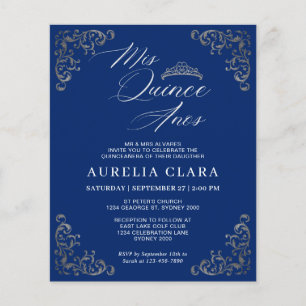 BUDGET blauw zilver Mis Quince Quinceañera