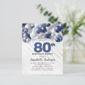 Budget Blauw Zilveren Ballon Glitter 80ste Verjaar (Staand voorkant)