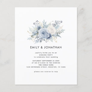 Budget blauwe bloemen QR bruiloft avond feest