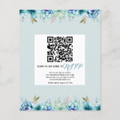 BUDGET blauwe bloemen QR-code trouwuitnodiging (Achterkant)
