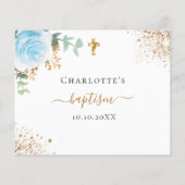 Budget blauwe bloemige eucalyptus doop RSVP (Achterkant)