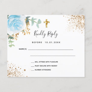 Budget blauwe bloemige eucalyptus doop RSVP