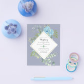 BUDGET Blauwe Bloemige Trouw Uitnodigingen Eucalyp Flyer (Enkel)