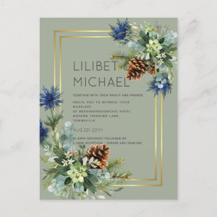 BUDGET  Blauwe Distel Eucalyptus Trouw Wonderland Briefkaart
