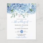 Budget Blauwe Hortensia Bloem Bruiloft Uitnodiging (Voorkant)