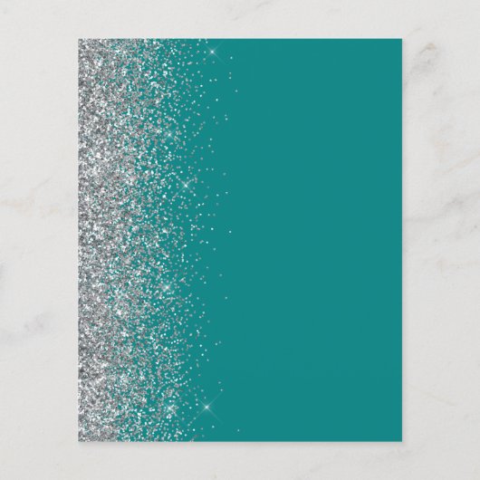 Budget Blauwgroen Blauw Zilver Glitter Bruiloft Ui (Achterkant)