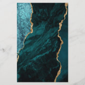 Budget Blauwgroen Blue Gold Agate Dark Wedding (Achterkant)