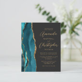 Budget Blauwgroen Gold Agate Slate Weddenschap (Staand voorkant)