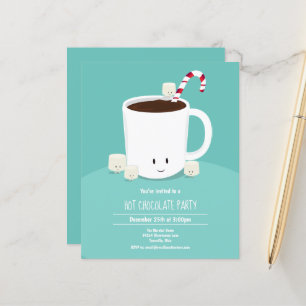 Budget Blauwgroen Hot Chocolate kerstparty uitnodi