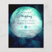 BUDGET Blauwgroen maan Gothic Wedding Invite (Voorkant)