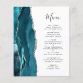Budget Blauwgroen Silver Agate Wedding Menu (Voorkant)