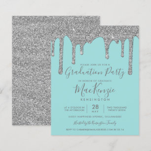 BUDGET Blauwgroen Silver Glitter Drift Graduparty