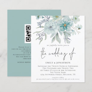 Budget Blauwgroen Zee Mist QR Florals Weddenschap