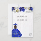 Budget Bloem Koninklijk Blauw Zilver Charra Quince Notitiekaartje (Achterkant)