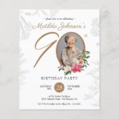 Budget Bloemen 90ste verjaardag Uitnodiging (Voorkant)