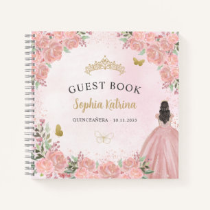 Budget Bloemen Blush Roze Quinceanera Gastenboek Notitieboek