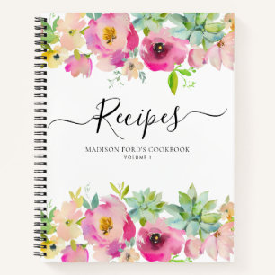 Budget Bloemen Blush Roze Sappige Keuken Recept Notitieboek