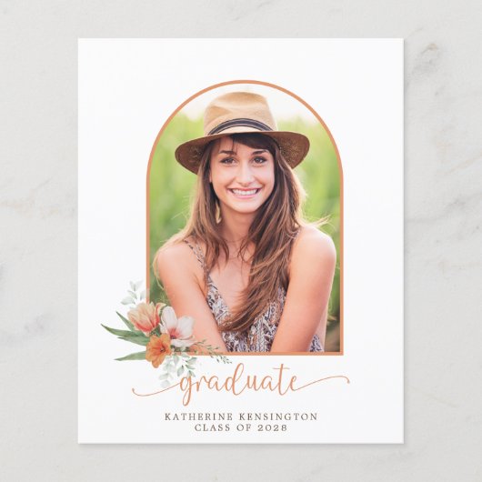 Budget Bloemen Boho Boog Afstuderen Uitnodigen (Voorkant)