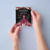 Budget Bloemen Bourgogne QR Code Quinceanera Flyer (Hand)