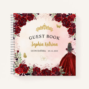 Budget Bloemen Bourgondië Goud Quinceanera Gastenb Notitieboek