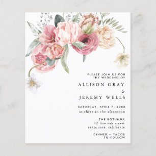 Budget Bloemen Bruiloft Uitnodiging   Annabeth Fly Flyer