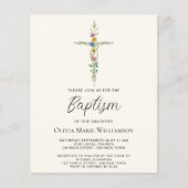 Budget Bloemen Cross Baptism Uitnodiging (Voorkant)
