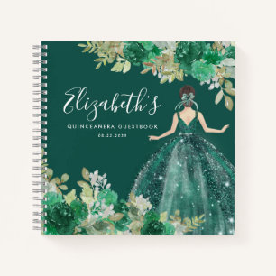 Budget Bloemen Groene Jurk Quinceanera Gastenboek Notitieboek