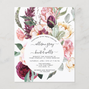 Budget Bloemen Huwelijksuitnodiging Laural Flyer