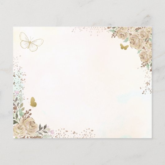 Budget Bloemen Licht Goud Quinceanera Save the Dat (Achterkant)