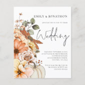 Budget Bloemen Pompoen Script QR bruiloft uitnodig (Voorkant)