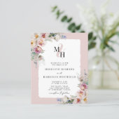 Budget Bloemen QR Code Monogram Bruiloft Uitnodigi (Staand voorkant)