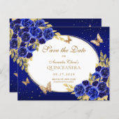 BUDGET Bloemen Royal Blue Butterfly Quinceanera (Voorkant / Achterkant)