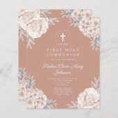 Budget Bloemen Roze Pioenrozen Kruis Eerste Commun (Voorkant / Achterkant)