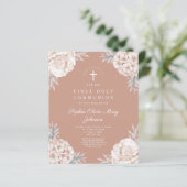 Budget Bloemen Roze Pioenrozen Kruis Eerste Commun (Staand voorkant)