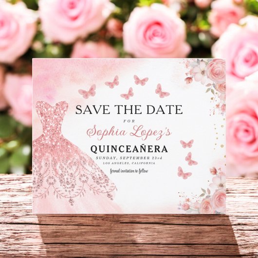 Budget Bloemen Roze Prinses Verjaardag Quinceanera Flyer