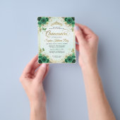 Budget Bloemen Smaragd Groen Glam Goud Quinceañera Flyer (Hand)