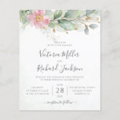 Budget Bloemige Eucalyptusbladeren Trouw Uitnodigi (Voorkant)