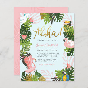 Budget Blue Aloha Hawaii Tropical Gold Birthday