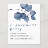 Budget Blue Artsy Foliage Engagement Party nodigt (Voorkant)